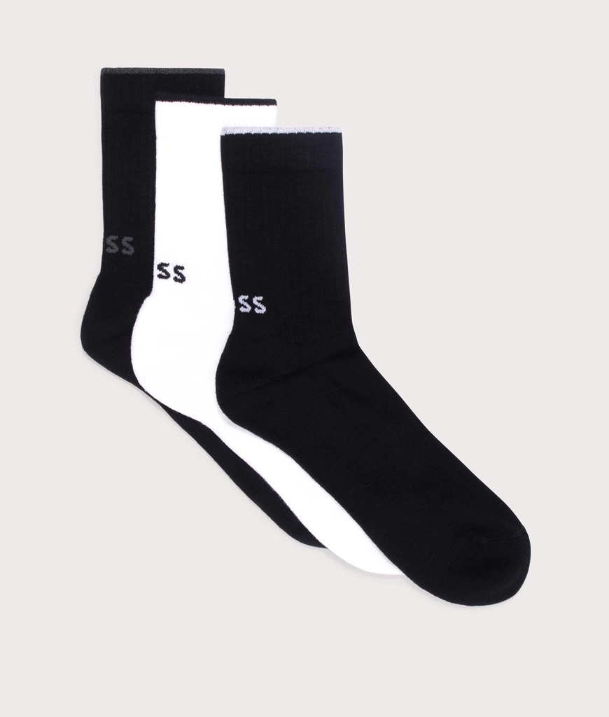 Hugo Boss Mens 3 Pack Rib Logo Bamboo Socks
